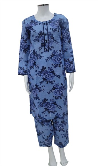 Blue Printed Khaddar Ladies Winter Collection