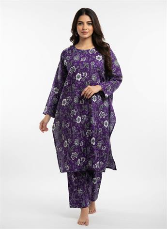 Purple Printed Khaddar Ladies Winter Collection