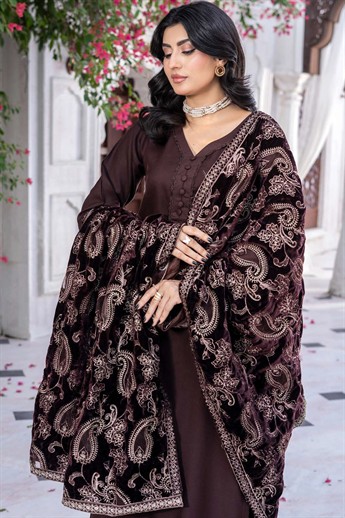 Chocolate Brown Velvet Ladies Winter Collection