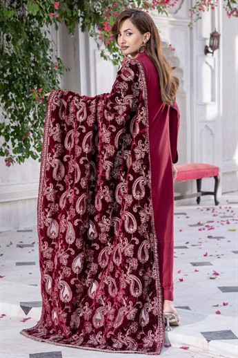 Maroon Velvet Ladies Winter Collection
