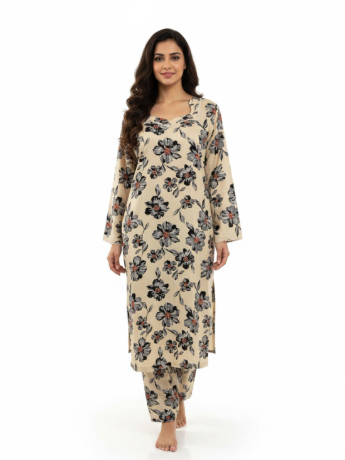 Cream Printed Ladies Winter Collection