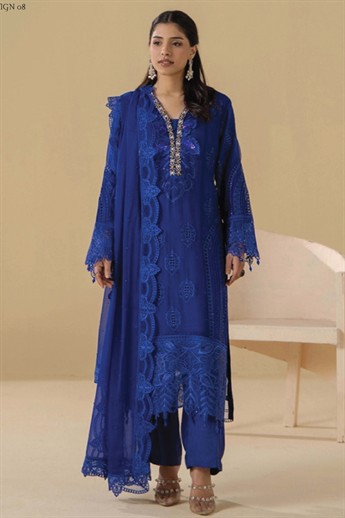 HEAVY EMBROIDERED CHIFFON 3 PIECE SUIT.
