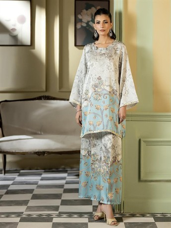 Off White & Multicolour Shamoz Printed Silk Collection
