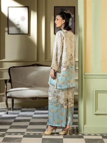 Off White & Multicolour Shamoz Printed Silk Collection