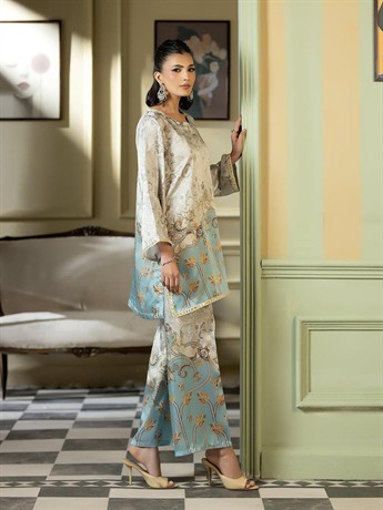 Off White & Multicolour Shamoz Printed Silk Collection