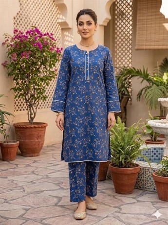 Discover effortless elegance with this ladies printed polycotton 2-piece suit, designed to bring com