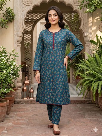 Discover effortless elegance with this ladies printed polycotton 2-piece suit, designed to bring com