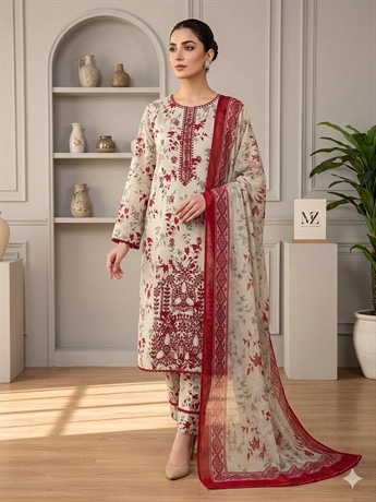 Beige/red