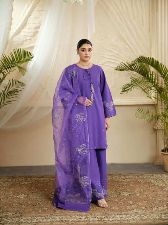 Full Embroidered Cambric Cotton Shirt.
Embroidered Plazo.
Organza Embroidered Dupatta.