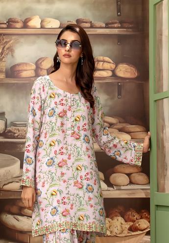 BEAUTIFUL ETHNIC FLORALS PRINTED COTTON SILK CO-ORD 2 PIECE SUIT WITH PRINTED FARSHI SHALWER.