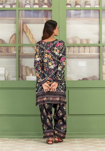 Black & Multicolour Printed Silk Co-ord Ethnic 2 Piece Suits