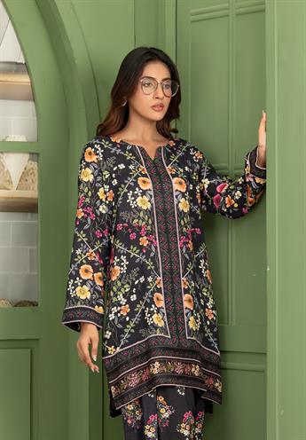 Black & Multicolour Printed Silk Co-ord Ethnic 2 Piece Suits
