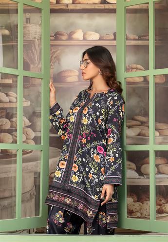 Black & Multicolour Printed Silk Co-ord Ethnic 2 Piece Suits