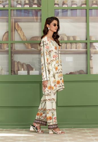 Cream & Multicolour Printed Silk Co-ord Ethnic 2 Piece Suits
