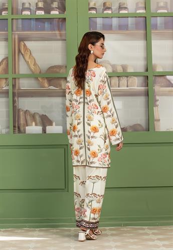 Cream & Multicolour Printed Silk Co-ord Ethnic 2 Piece Suits