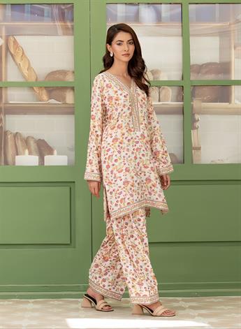 BEAUTIFUL ETHNIC FLORALS PRINTED COTTON SILK CO-ORD 2 PIECE SUIT WITH PRINTED FARSHI SHALWER.