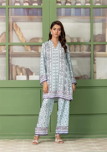 BEAUTIFUL ETHNIC FLORALS PRINTED COTTON SILK CO-ORD 2 PIECE SUIT WITH PRINTED TROUSER.