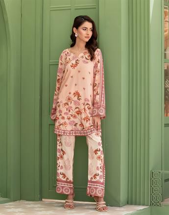 BEAUTIFUL ETHNIC FLORALS PRINTED COTTON SILK CO-ORD 2 PIECE SUIT WITH PRINTED TROUSER.