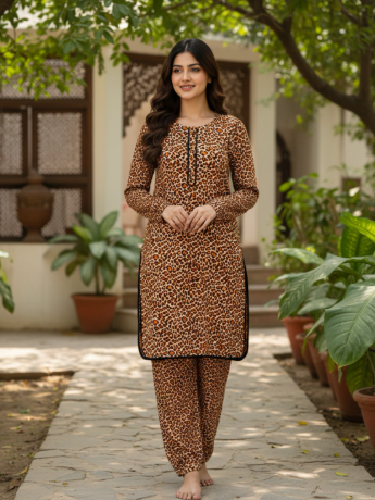Readymade 2 piece printed lawn suit with matching  trouser.