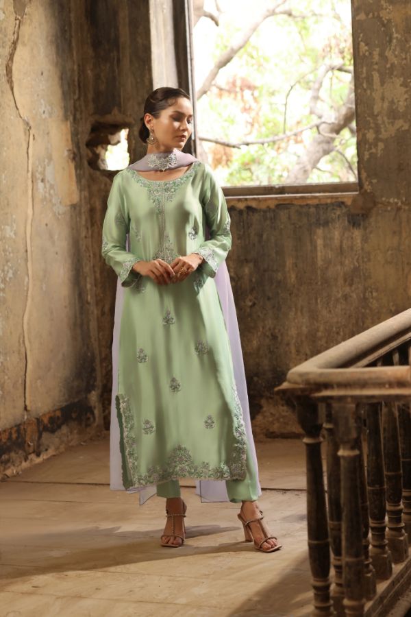 Embroidered Organza Straight-Cut Soraya
