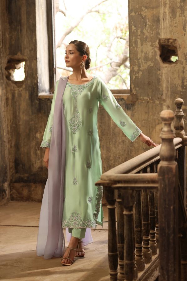 Embroidered Organza Straight-Cut Soraya