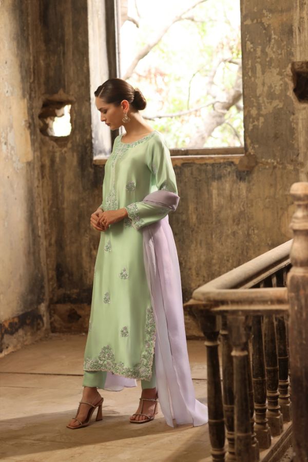 Embroidered Organza Straight-Cut Soraya