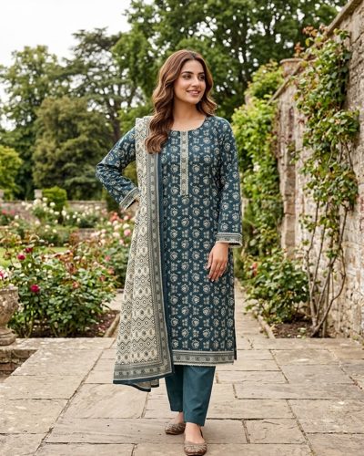 3 PC STITCHED KHADDAR SUIT