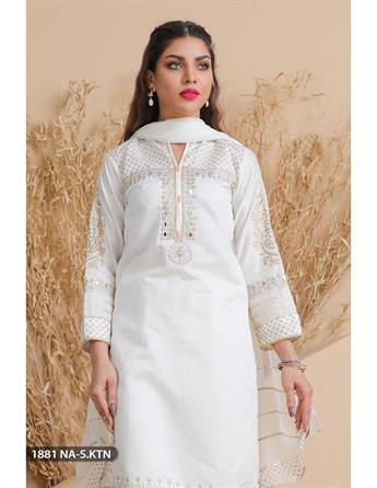 Off White Beaded Chiffon Ladies Readymade