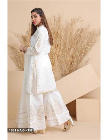 Off White Beaded Chiffon Ladies Readymade