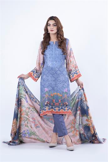 Light Blue Embroidered Ladies Readymade