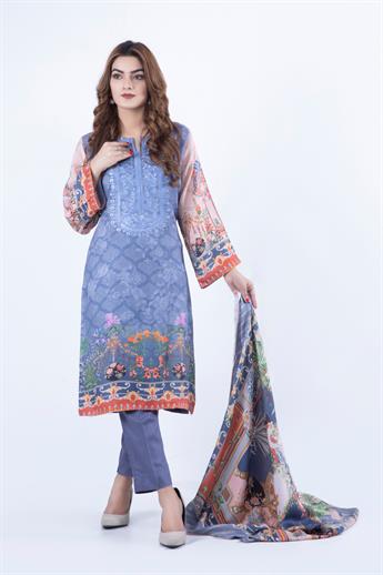 Light Blue Embroidered Ladies Readymade