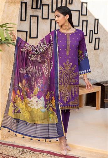Purple Embroidered Lawn Ladies Readymade