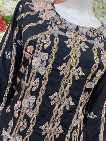 Black Stone Work Embroidered Salwar Suit & Chiffon Dupatta