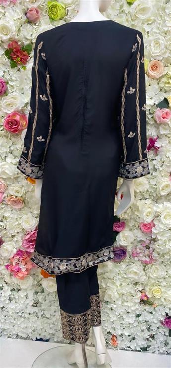 Black Stone Work Embroidered Salwar Suit & Chiffon Dupatta