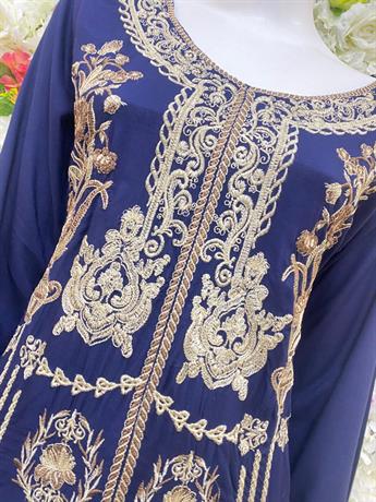 Navy Blue Embroidered Chiffon Ladies Readymade