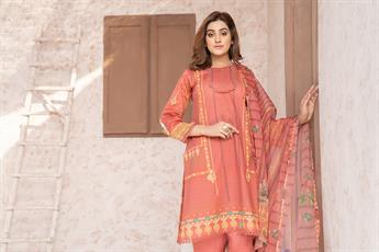 Dusty Pink Embroidered Chiffon Readymade Printed Lawn Salwar Suit