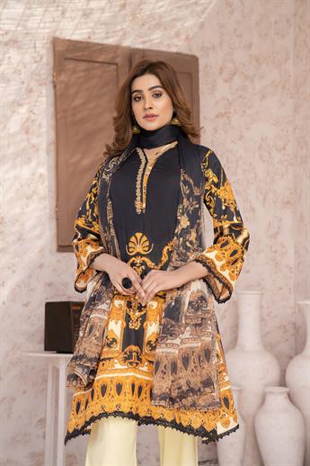 Black Embroidered Chiffon Ladies Readymade