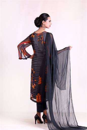 Steel Grey Chiffon Ladies Readymade