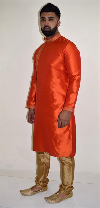 New Anraka Orange kurta pajma with side side cut