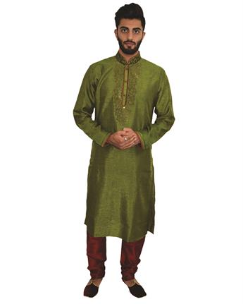 Green & Maroon Mens Kurta Pajama