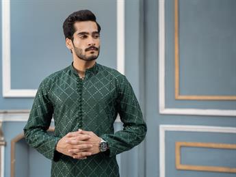 Green Straight-Cut Soft Tulle Net with Sequins Kurta Set