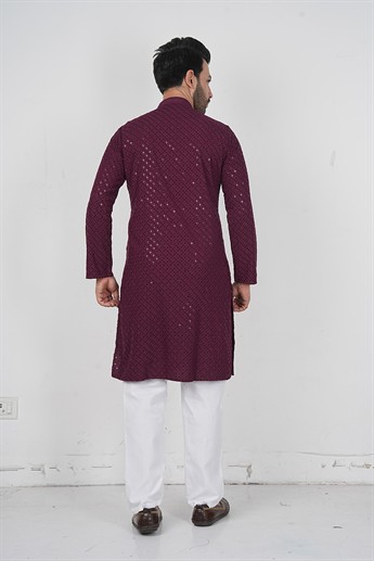 Magenta Mens Kurta Pajama