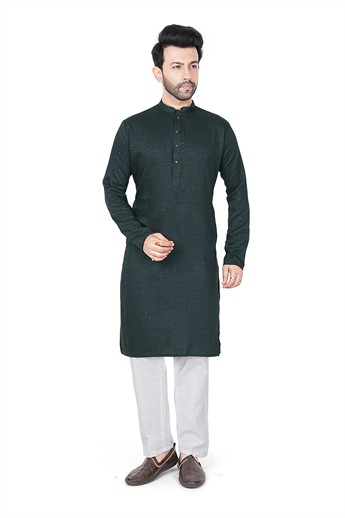 Bottle Green Sequinned Mens Kurta Pajama