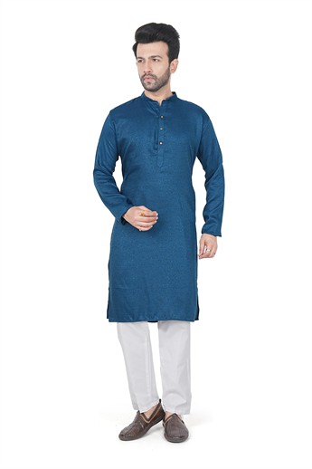 Teal Sequinned Mens Kurta Pajama