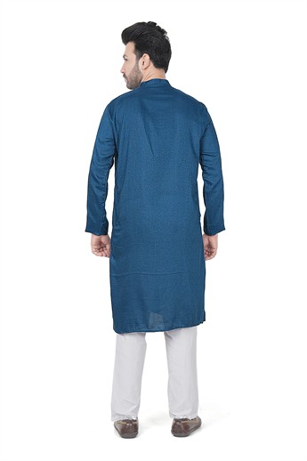 Teal Sequinned Mens Kurta Pajama