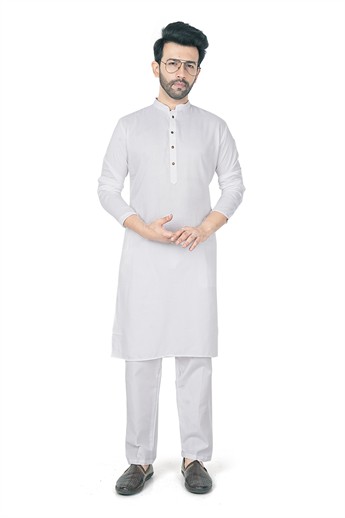 White Sequinned Mens Kurta Pajama