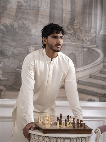 Cream Mens Shalwar Kameez