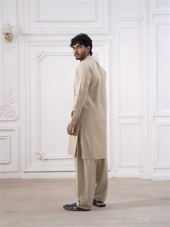 Dark Fawn Mens Shalwar Kameez