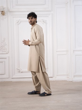 Dark Fawn Mens Shalwar Kameez