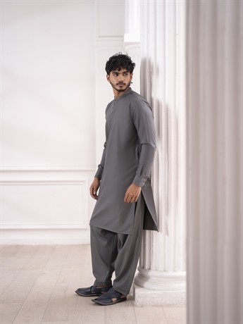Dark Grey Mens Shalwar Kameez